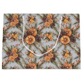 ユール(キリスト降誕祭)ウィンター至ナチュラルパイン&オレンジ ラージペーパーバッグ (正面)