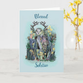 ユール(キリスト降誕祭)ウィンター至バーンフクロウとルーン カード (黄色い花)