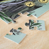 ユール(キリスト降誕祭)ウィンター至バーンフクロウとルーン ジグソーパズル (側面)