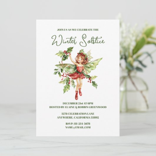 ユール(キリスト降誕祭)ウィンター至ホリーフェアリー異教のウィッカ 招待状 (スタンド正面)