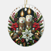 ユール(キリスト降誕祭)ウィンター至ポインセチア&グリーンリーウィッカ セラミックオーナメント (左)