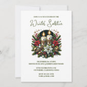 ユール（キリスト降誕祭）ウィンター至ポインセチア&グリーンリーウィッカ 招待状 (正面)