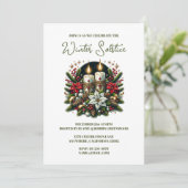 ユール（キリスト降誕祭）ウィンター至ポインセチア&グリーンリーウィッカ 招待状 (スタンド正面)