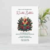 ユール(キリスト降誕祭)ウィンター至ポインセチア&グリーンリーウィッカ 招待状 (スタンド正面)