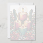 ユール(キリスト降誕祭)ウィンター至ポインセチア&グリーンリーウィッカ 招待状 (裏面)