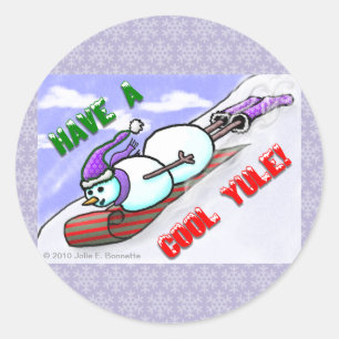 ユール(キリスト降誕祭)カッコいい雪だるまシール ラウンドシール