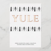ユール(キリスト降誕祭)クリスマスツリーパーソナライズされた 箔シーズンカード (正面)