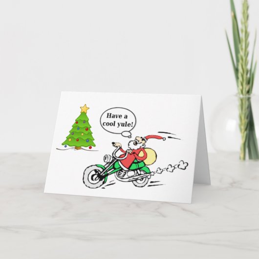 ユール（キリスト降誕祭）クールサンタバイクリスパーソナライズされたマス シーズンカード (正面)