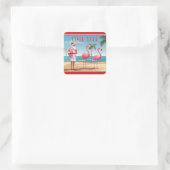 ユール（キリスト降誕祭）クールサンタ&フラミンゴビーチクリスマス スクエアシール (バッグ)