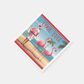 ユール(キリスト降誕祭)クールサンタ&フラミンゴビーチクリスマス スタンダードカクテルナプキン (角)