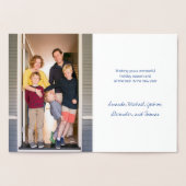 ユール（キリスト降誕祭）クールスクリプトツリーズあなたの写真ホリデーシルバー 箔カード (内部)