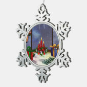 ユール（キリスト降誕祭）タイムリフレクションズホリデーアート スノーフレークピューターオーナメント (右)