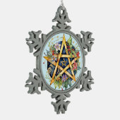 ユール(キリスト降誕祭)ツリーウィンター至フローラウィッカ星形五角形 スノーフレークピューターオーナメント (左)