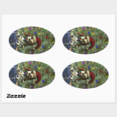 ユール（キリスト降誕祭）パピー楕円ステッカー 楕円形シール (シート)