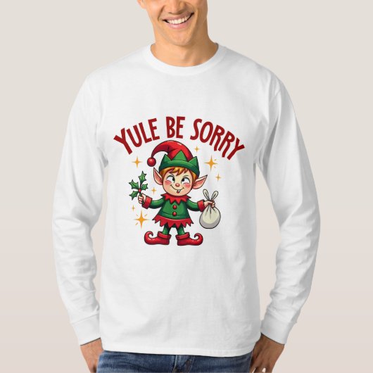 ユール(キリスト降誕祭)ベリーリマ小妖精や小人いたずら Tシャツ (正面)
