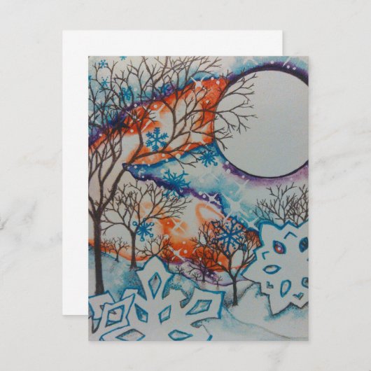 ユール(キリスト降誕祭)ホリデー応援クリスマス招待状スノーカード 招待状 (正面/裏面)