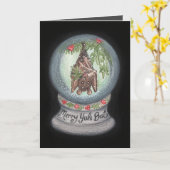 ユール(キリスト降誕祭)メリーこうもりホリデイグリーティングカード カード (黄色い花)