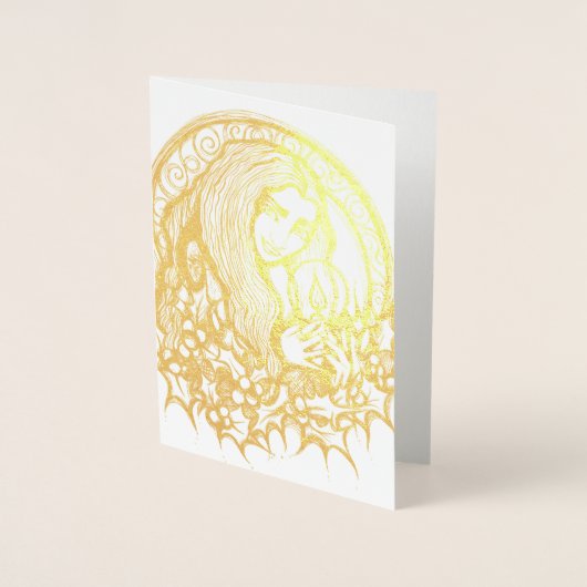 ユール（キリスト降誕祭）メリー魔女 箔カード (正面)