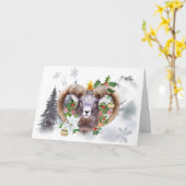 ユール(キリスト降誕祭)ラムウィンター至スノーイマウンテンホリデイ カード (黄色い花)