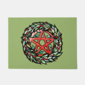 ユール（キリスト降誕祭）リース星形五角形パ異教のンタグラムホリデイ ドアマット (正面)