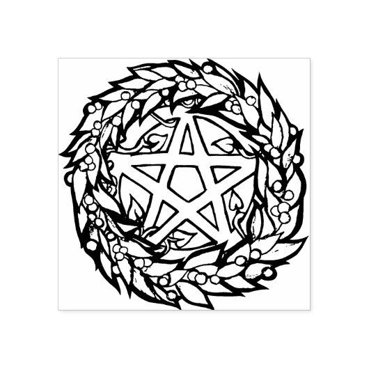 ユール(キリスト降誕祭)リース星形五角形パ異教のンタグラムホリデイ ラバースタンプ (インプリント)