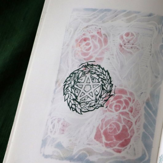 ユール（キリスト降誕祭）リース星形五角形パ異教のンタグラムホリデイ ラバースタンプ