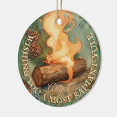 ユール（キリスト降誕祭）ログヴィンテージ冬至両側の円 セラミックオーナメント (左)