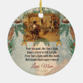 ユール（キリスト降誕祭）ログヴィンテージ冬至両側の円 セラミックオーナメント (裏面)