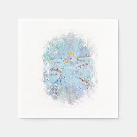 ユール(キリスト降誕祭)冬雪だるま スタンダードカクテルナプキン (正面)