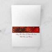 ユール（キリスト降誕祭）平和 – ポインセチア シーズンカード (内部)