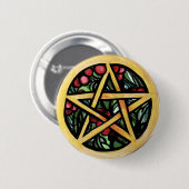 ユール（キリスト降誕祭）星形五角形異教の冬至記号 缶バッジ (正面&裏面)