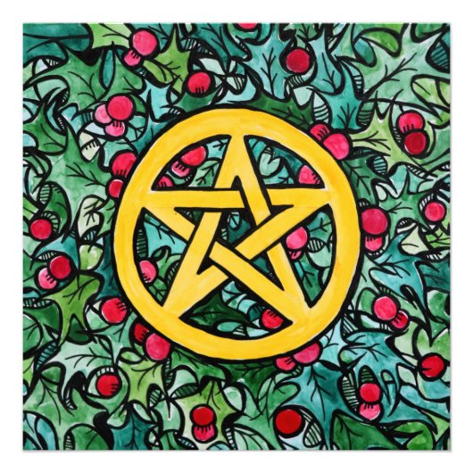 ユール（キリスト降誕祭）異教のペンタグラム フォトプリント            (正面)