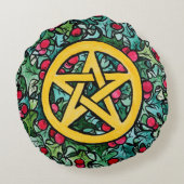 ユール（キリスト降誕祭）異教のペンタグラム ラウンドクッション (裏面)