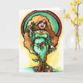 ユール（キリスト降誕祭）異教の女神 カード (黄色い花)