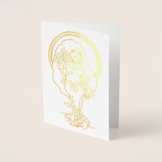 ユール（キリスト降誕祭）異教の女神 箔カード (正面)