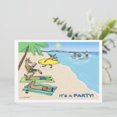 "ユール・タイド" - サンタとトナカイのビーチバケーション 招待状 (スタンド正面)