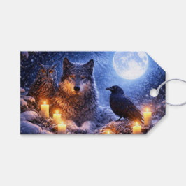 ユール 冬至 狼 フクロウとワタリガラス ギフトタグ