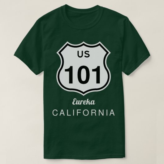 ユーレカカリフォルニアヒストリックアメリカ国道101号ハイウェイ Tシャツ (デザイン正面)