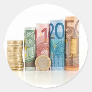ユーロによって転がられる手形および硬貨 ラウンドシール