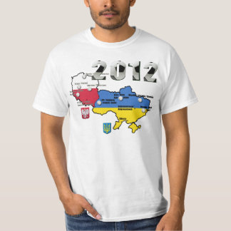 ユーロの2012年のポーランドの旗はウクライナヨーロッパのコップに印を付けます Tシャツ