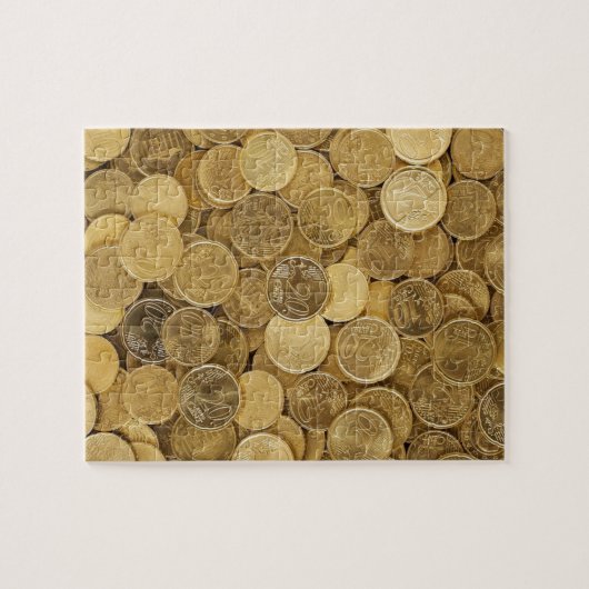 ユーロは通貨のお金の黄色の市場ヨーロッパを鋳造します ジグソーパズル (横)