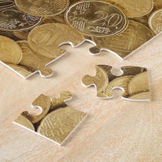 ユーロは通貨のお金の黄色の市場ヨーロッパを鋳造します ジグソーパズル (側面)
