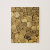 ユーロは通貨のお金の黄色の市場ヨーロッパを鋳造します ジグソーパズル (縦)