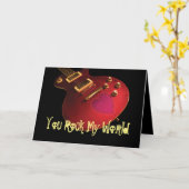 ユーロックマイワールドロックスターギターハート誕生日 カード (黄色い花)