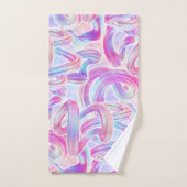 ユーロビートhoorave – ピンクとブルー： バスタオルセット (ハンドタオル)