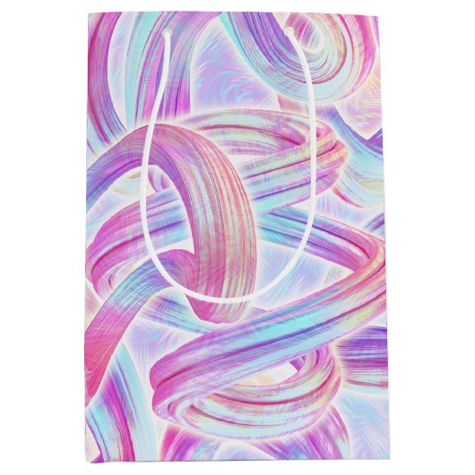 ユーロビートhoorave – ピンクとブルー： ミディアムペーパーバッグ (正面)