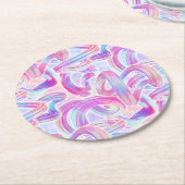 ユーロビートhoorave – ピンクとブルー： ラウンドペーパーコースター (アングル)