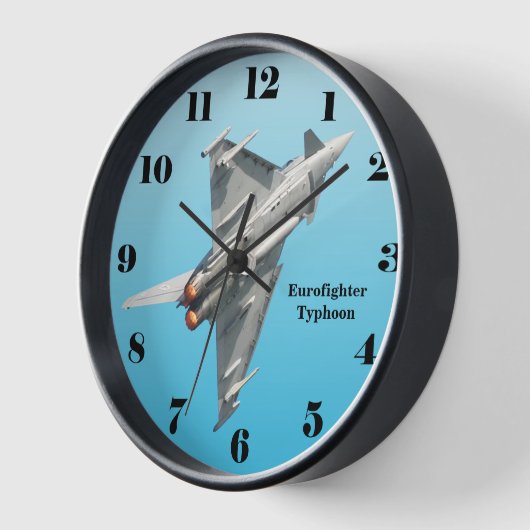 ユーロファイター台風の青い数字 壁時計 (傾斜)