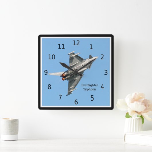 ユーロファイター台風軍隊飛行機、パーソナライズされた スクエア壁時計 (ホーム)