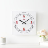 ユーロモダン1赤時計 スクエア壁時計 (ホーム)